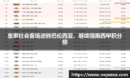 皇家社会客场逆转巴伦西亚，继续领跑西甲积分榜