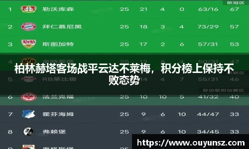 柏林赫塔客场战平云达不莱梅，积分榜上保持不败态势